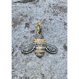 Two Tone Pave Diamond Bee Pendant