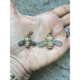 Two Tone Pave Diamond Bee Pendant