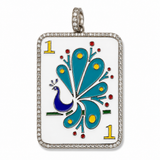 Enamel and Diamond Bird Bam Mahjong Tile Pendant