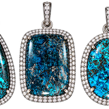 Shattuckite Gemstone and Pave Diamond Pendants