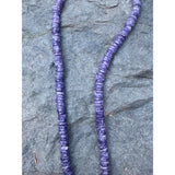 Charoite Heishi Beaded Necklace with Pave Diamond Clasp