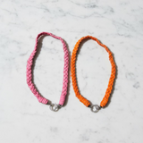 Deerskin Braided Leather Choker with Pave Diamond Clasp