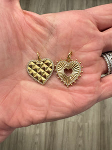 14k Gold Detailed Heart Pendants