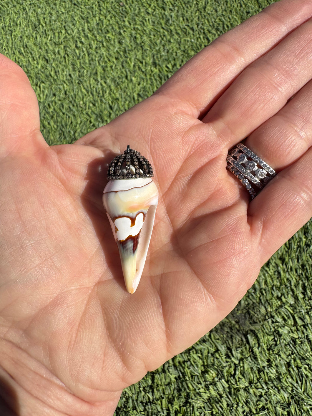 Conch Shell with Diamond Cap Pendant