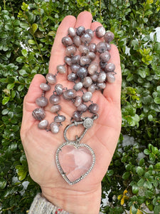 Large Chocolate Moonstone Beaded necklace with Diamond Clasp