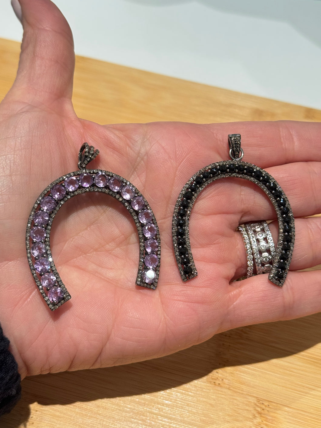 Gemstone Horseshoe Pendants