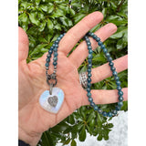 Apatite Faceted Beaded Necklace with Pave Diamond Clasp