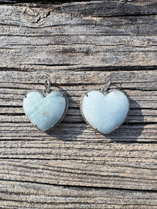 Puffy Aquamarine Heart with Pave Diamond Border Pendant