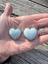 Puffy Aquamarine Heart with Pave Diamond Border Pendant