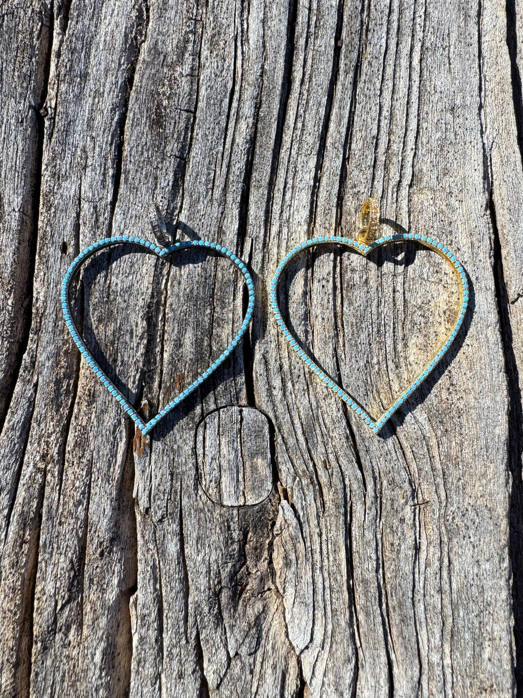 Turquoise Open Heart with Pave Diamond Bail