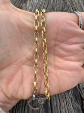 Oval Gold Chain Link with Pave Diamond Clasp