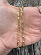 Dainty Paperclip Gold Chain Necklace with Diamond Clasp