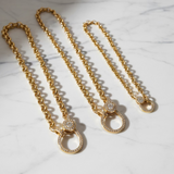 Gold Rolo Chain with Pave Diamond Clasp