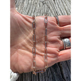 Sterling Silver and Etched Rose Gold Chain Necklace with Pave Diamond Clasp