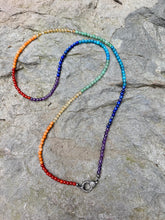 Rainbow Gemstone Beaded Necklace with Diamond Clasp
