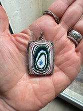 Fordite and Pave Diamond Pendants