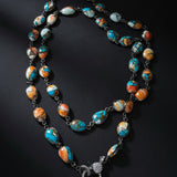 Spiny Turquoise Bezel Necklace with Pave Diamond Clasp
