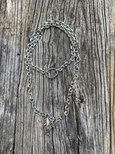 Silver Link Chain Necklace with Oval Pave Diamond Clasp and Small Round Pave Diamond Clasp