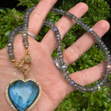 Labradorite Heart with Diamond Border