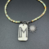 Horn Pendant with Diamond Initials