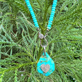 Iron Mountain Turquoise Pendant with Diamond Heart and Bail