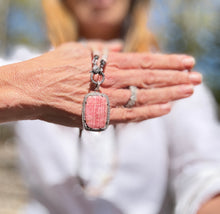 Rhodochrosite and Diamond Pendant