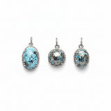Iranian Turquoise Pendant with Diamond Border