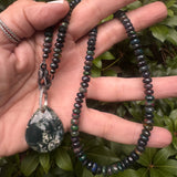Black Opal Faceted Beaded Necklace with Diamond Clasp