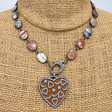 Brown Agate Bezel Necklace with Diamond Clasp