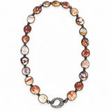Brown Agate Bezel Necklace with Diamond Clasp