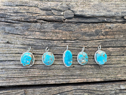 Iranian Turquoise Pendant with Diamond Border