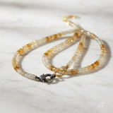 Citrine Heishi Beaded Necklace with Pave Diamond Clasp