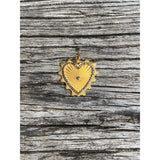 Gold and Silver Detailed Heart with Pave Diamond Border Pendant