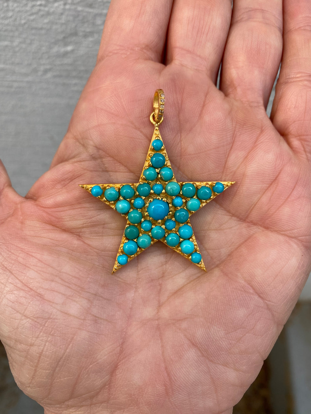 Puffy Turquoise Star Pendant