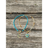Heishi 5mm Beaded Turquoise Necklace with Pave Diamond Clasp