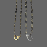 Silver and Gold Paper Clip Chain with Pave Diamond Clasp