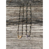 Silver and Gold Paper Clip Chain with Pave Diamond Clasp