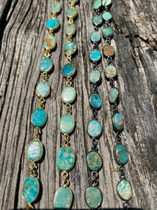 Kingman Turquoise Bezel Necklace with Pave Diamond Clasp