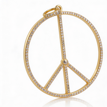 Pave Diamond Gold Round Peace Pendant