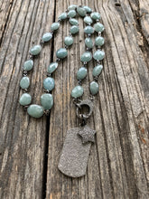 Aquamarine Bezel Necklace with Pave Diamond Clasp.  Pave Diamond Dog Tag and Star Pendants