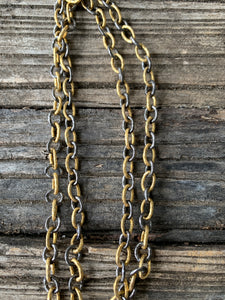 Silver and Gold Chain with Pave Diamond Clasp
