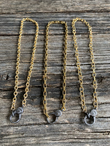 Gold Plated Chain with Pave Diamond Clasp