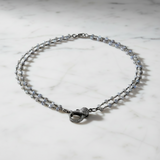 Double Strand Labradorite Chain Necklace with Pave Diamond Lobster Claw Clasp