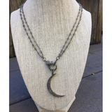 Double Strand Labradorite Chain Necklace with Pave Diamond Lobster Claw Clasp