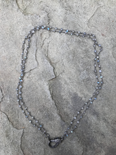 Double Labradorite Chain Necklace with Pave Diamond Lobster Claw Clasp