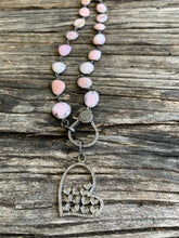 Pink Opal Bezel Necklace with Pave Diamond Lobster Claw Clasp