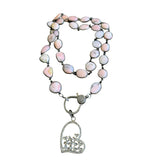 Pink Opal Bezel Necklace with Pave Diamond Lobster Claw Clasp