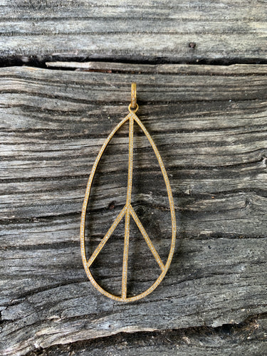 Large Pave Diamond Oval Peace Pendant