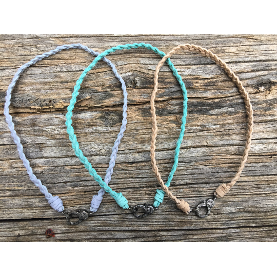 Braided Leather Suede Necklace with Small Pave Diamond Lobster Claw Clasp