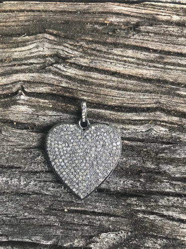 Pave Diamond Solid Heart Pendant